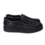 Bottega Veneta Black Leather Intrecciato Slip Ons 36 Slipper — view 4