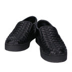Bottega Veneta Black Leather Intrecciato Slip Ons 36 Slipper