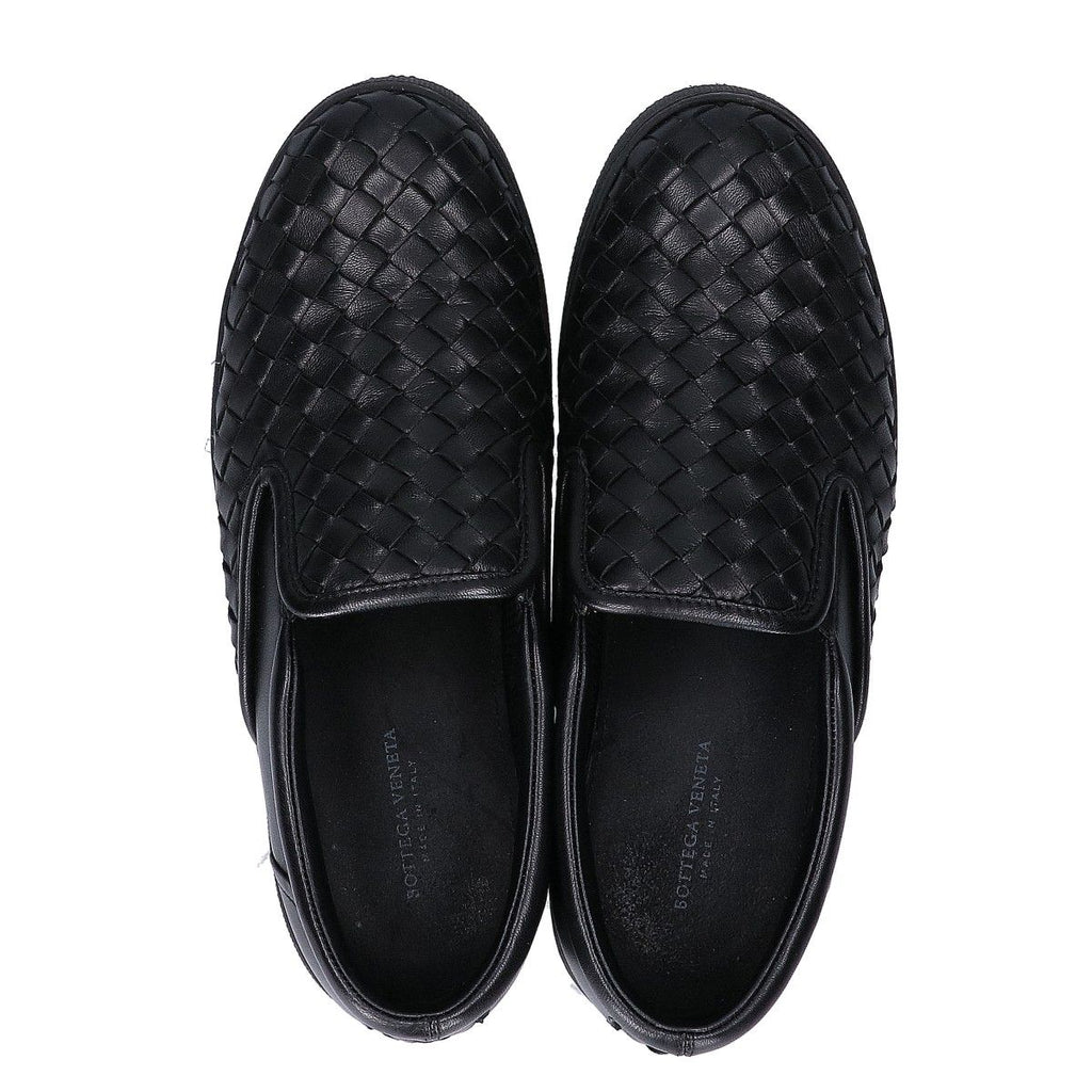 Bottega Veneta Black Leather Intrecciato Slip Ons 36 Slipper — view 5
