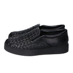 Bottega Veneta Black Leather Intrecciato Slip Ons 36 Slipper — view 2