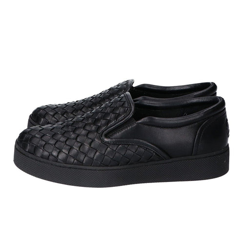 Bottega Veneta Black Leather Intrecciato Slip Ons 36 Slipper — view 2