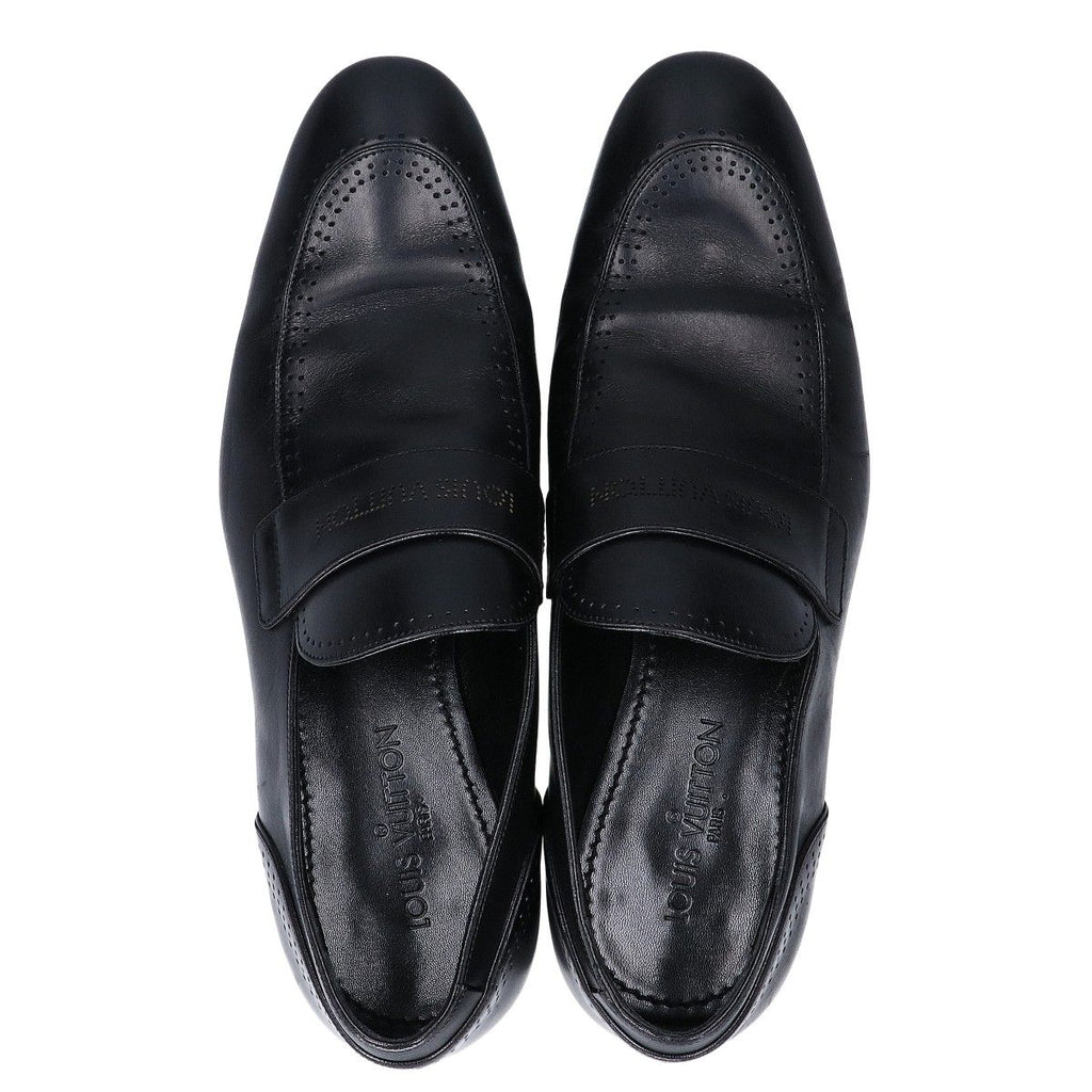 Louis Vuitton Black Leather Logo Loafers — view 5