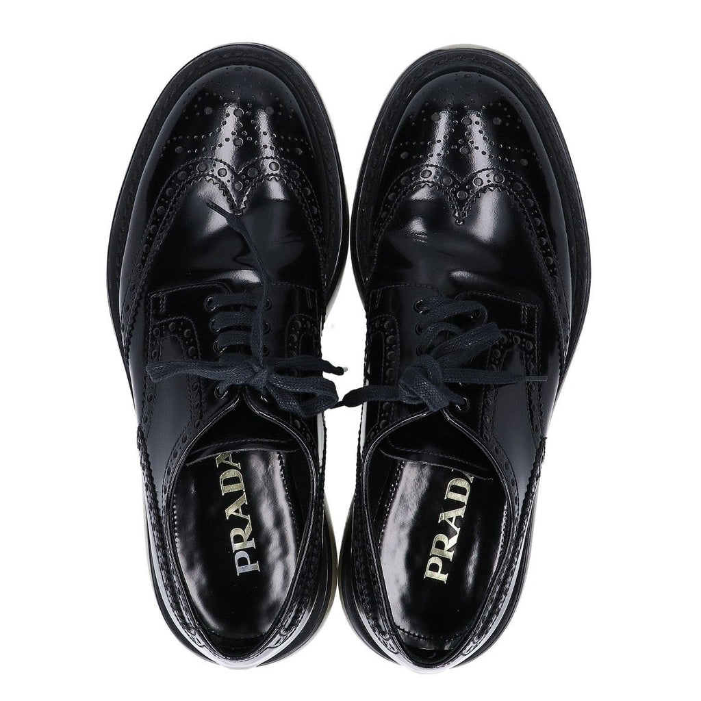 Prada Black Patent Air Sole Wingtip Shoes — view 5