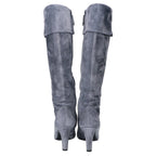 Chanel Gray Suede Long Boots — view 3