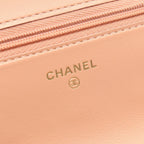 Chanel Shoulder Bag Quilted Pink Beige Lambskin Chain Wallet — view 4