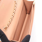 Chanel Shoulder Bag Quilted Pink Beige Lambskin Chain Wallet — view 3