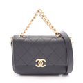 Chanel Shoulder Bag Quilted 2-Way Black Leather Small Flap Chain
