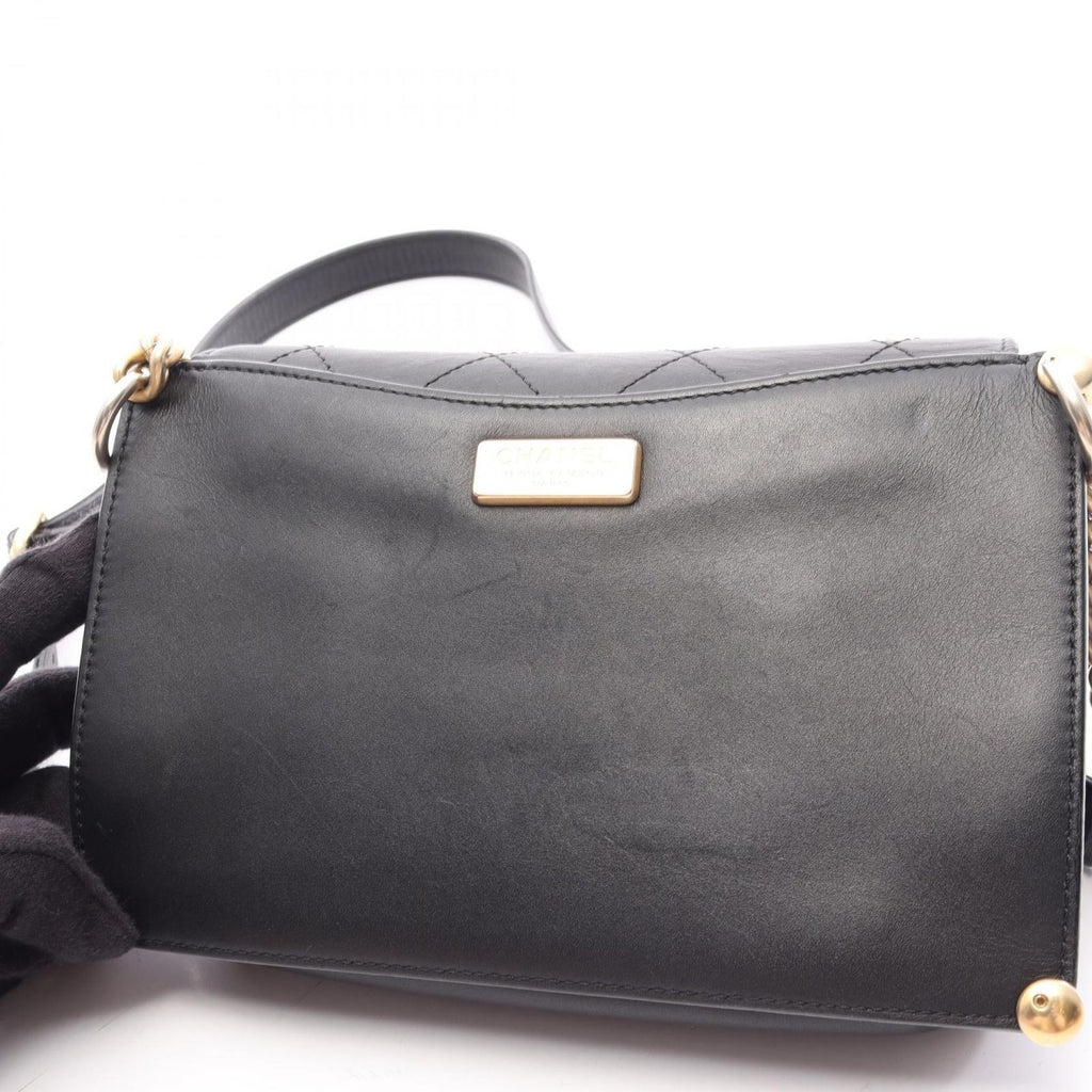 Chanel Shoulder Bag Quilted 2-Way Black Leather Small Flap Chain — view 8