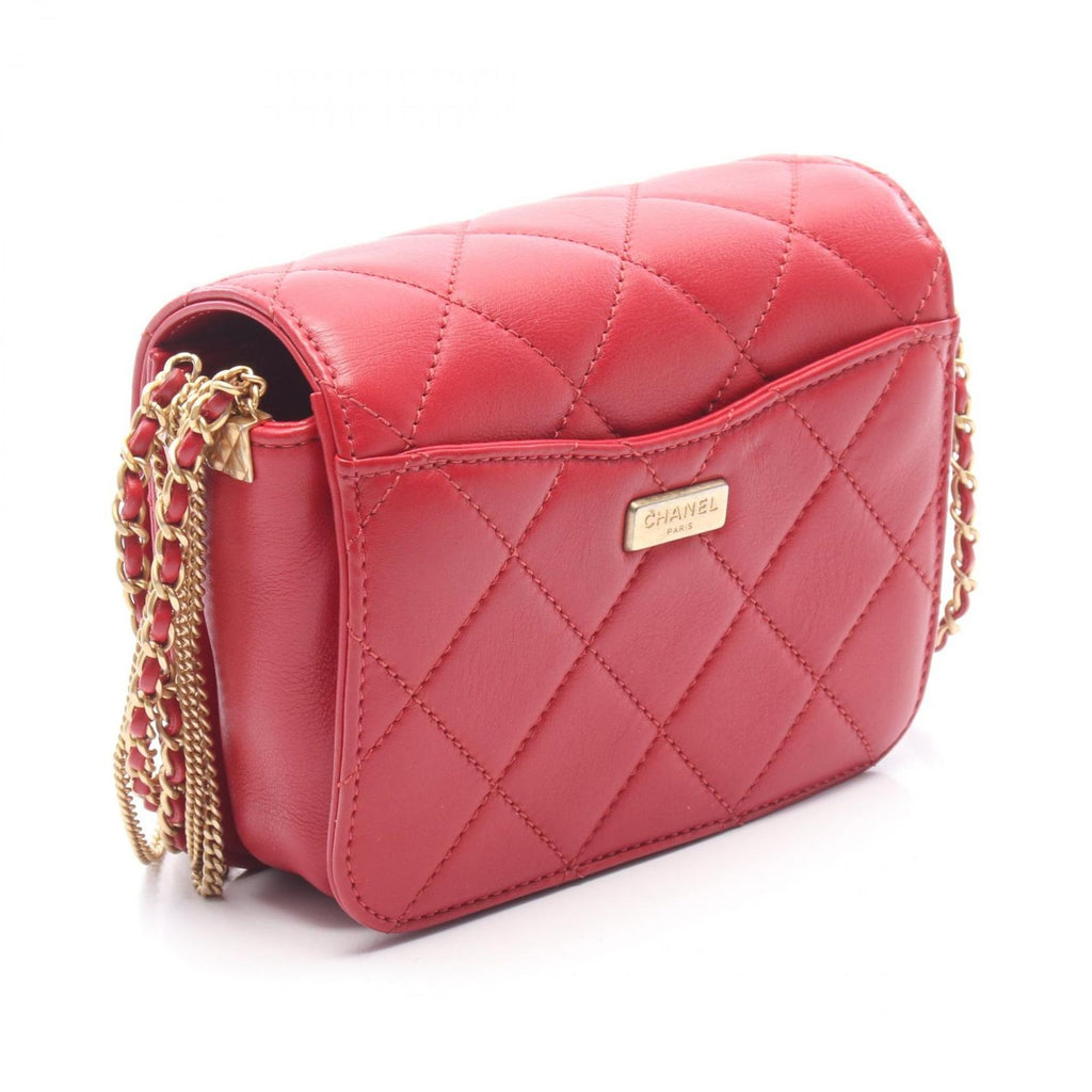 Chanel Shoulder Bag Quilted Mini Che N'shoulder Red Lambskin — view 2