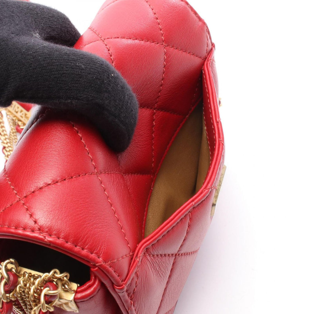 Chanel Shoulder Bag Quilted Mini Che N'shoulder Red Lambskin — view 6