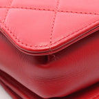 Chanel Shoulder Bag Quilted Mini Che N'shoulder Red Lambskin — view 9