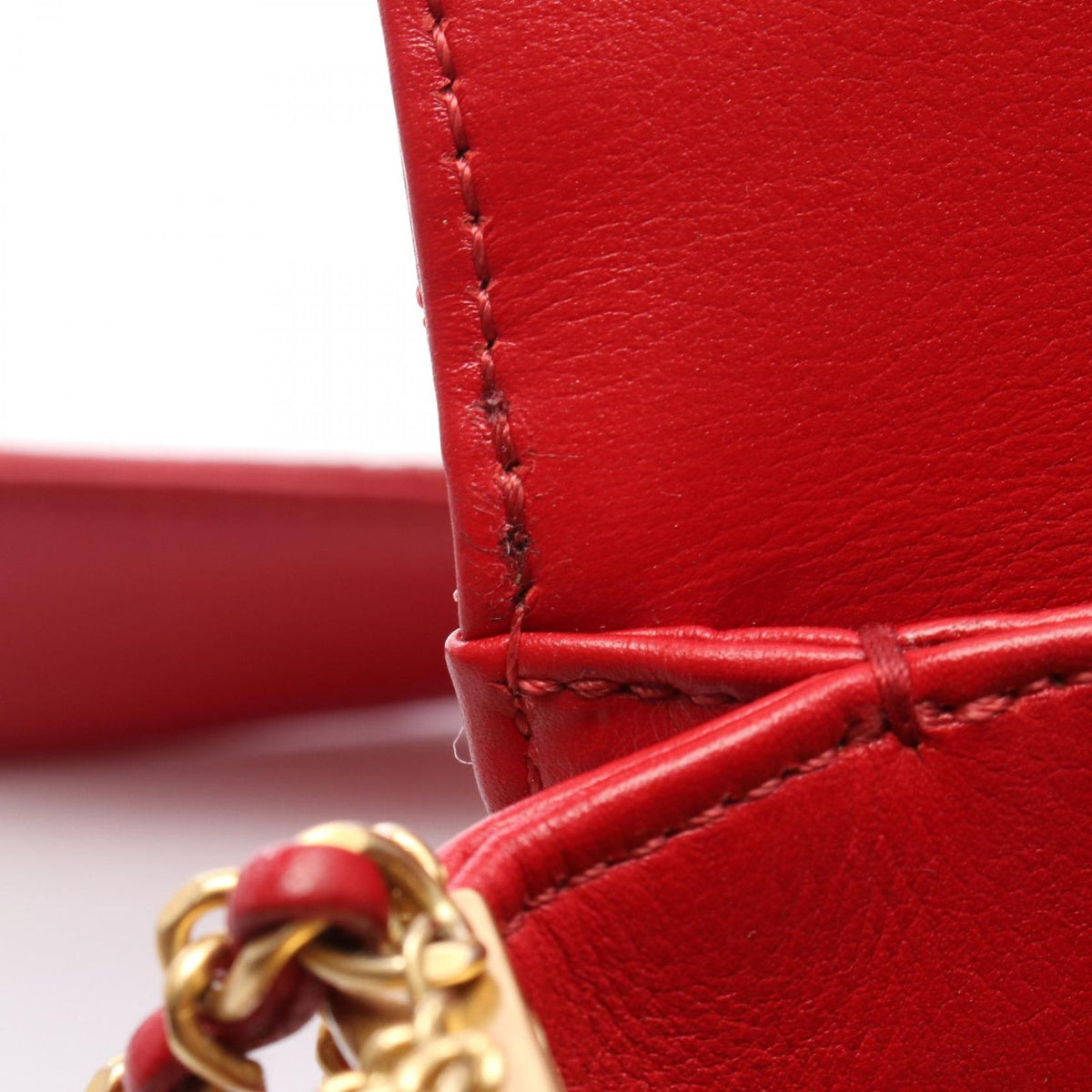 Chanel Shoulder Bag Quilted Mini Che N'shoulder Red Lambskin — view 7