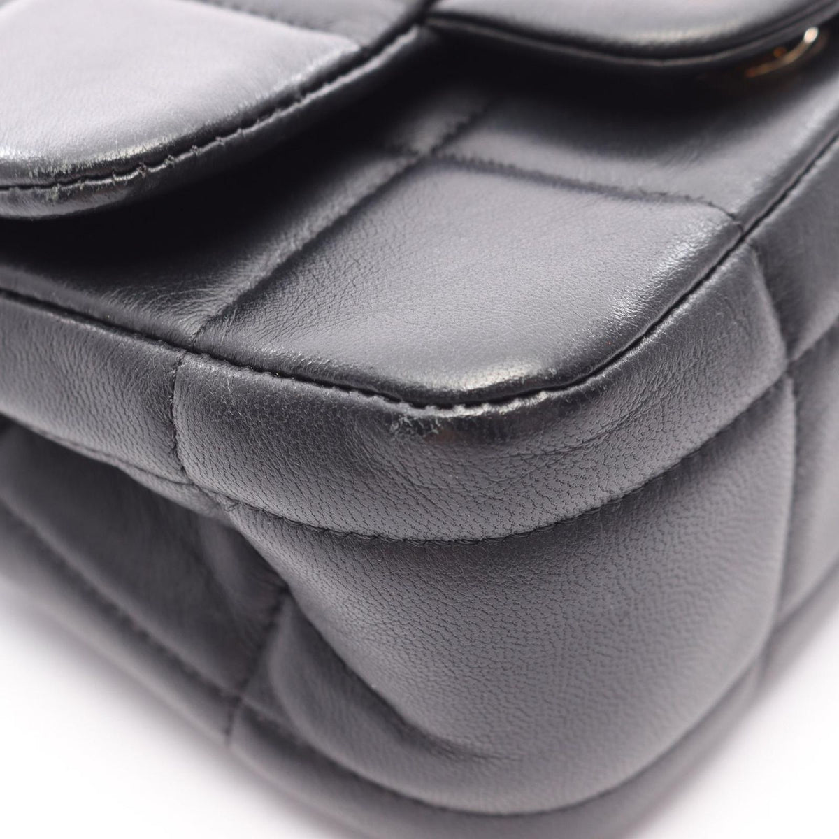 Chanel Shoulder Bag Choco Bar Mini Flap Black Lambskin Suede — view 8
