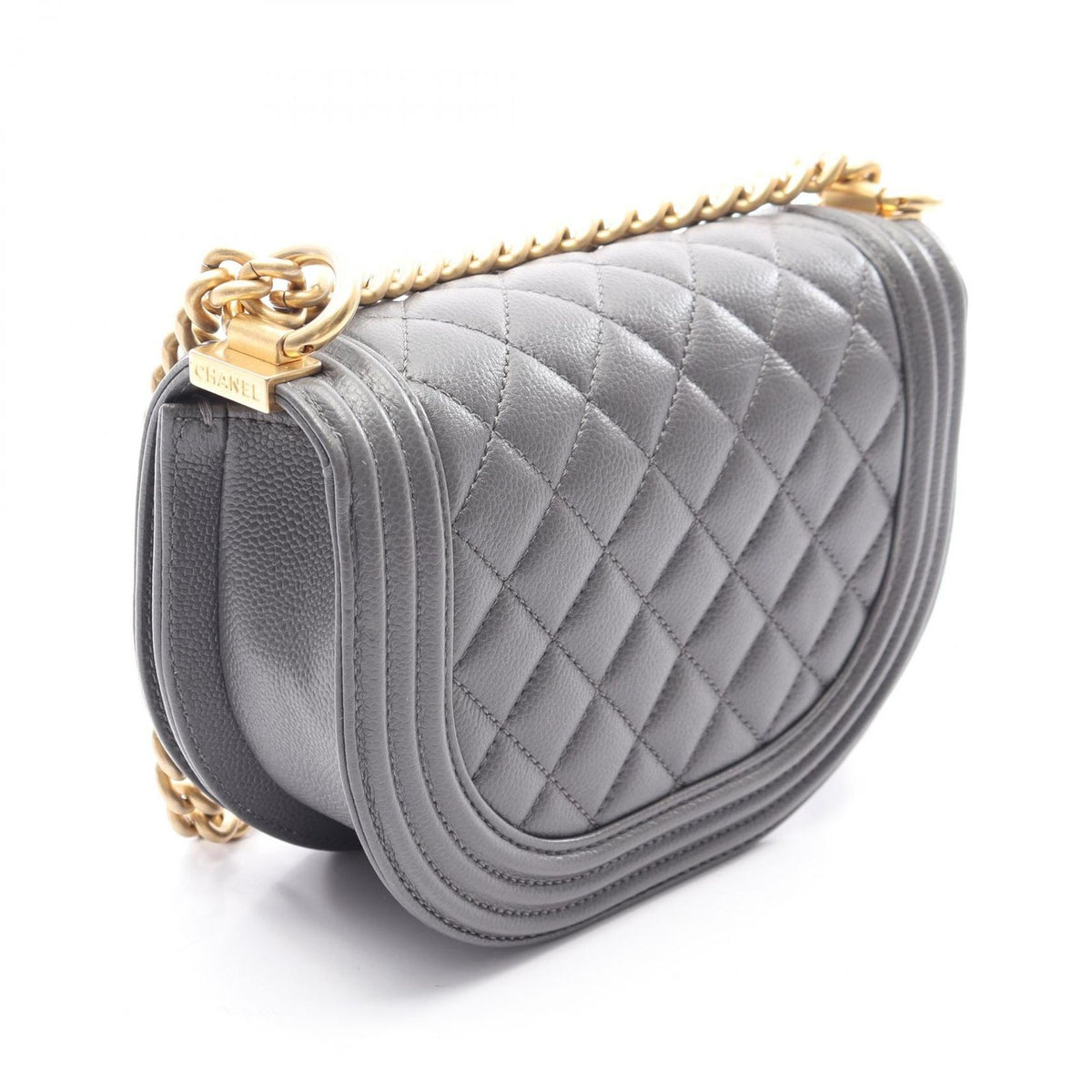 Chanel Shoulder Bag Bo Ischanel Smo le Gray Caviar Leather Bo Smo le — view 2