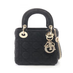 Dior Handbag Mini Cannage 2-Way Black Fabric Tote Suzu