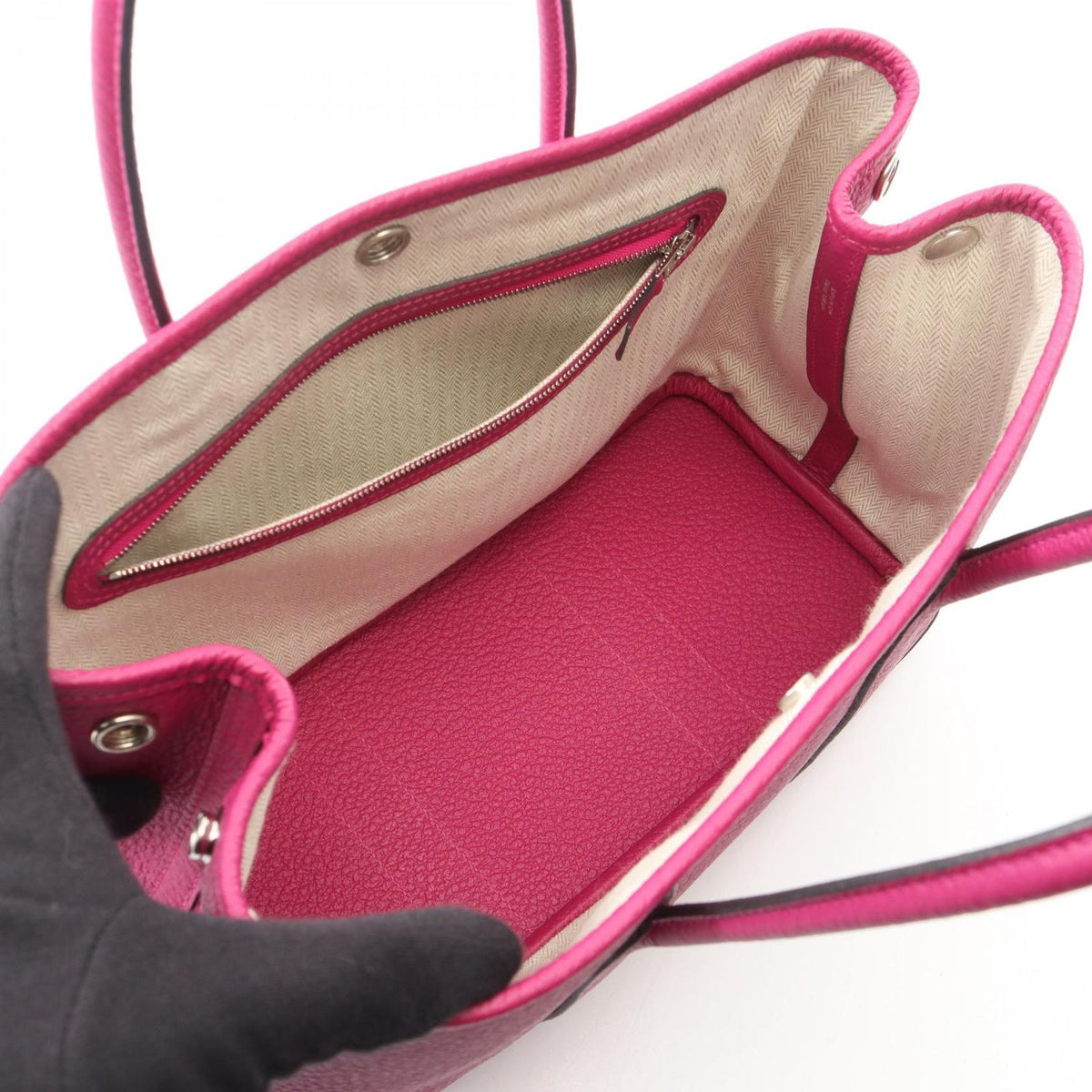 Hermes Tote Garden Party TPM Rose Purple Leather Calf — view 3
