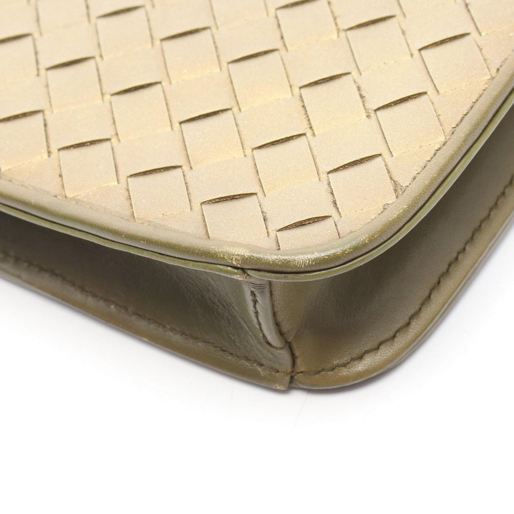 Bottega Veneta Shoulder Bag Intrecha to Gold Khaki Leather — view 8