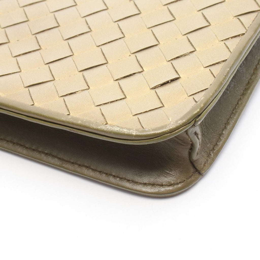 Bottega Veneta Shoulder Bag Intrecha to Gold Khaki Leather — view 6