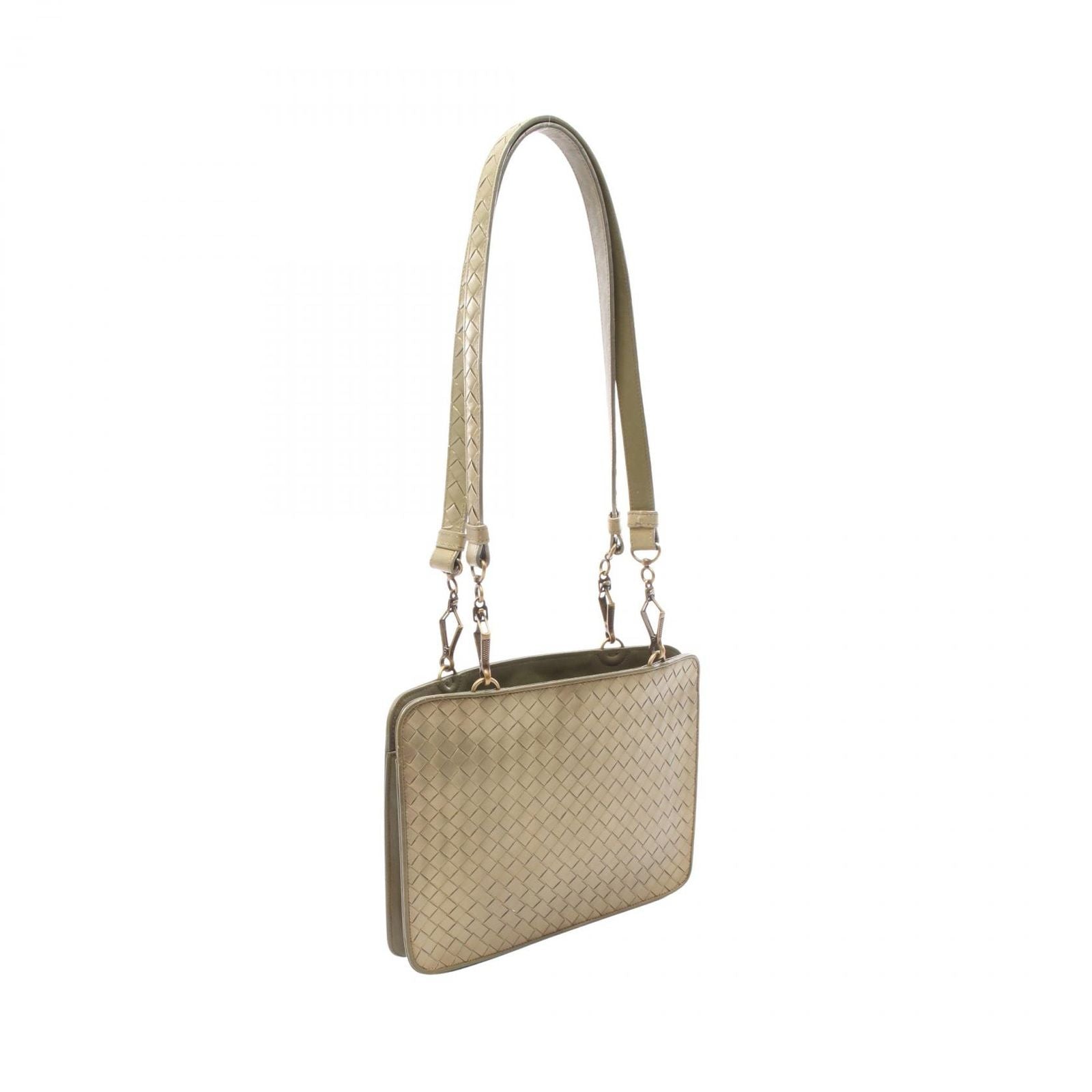 Bottega Veneta Shoulder Bag Intrecha to Gold Khaki Leather — view 2