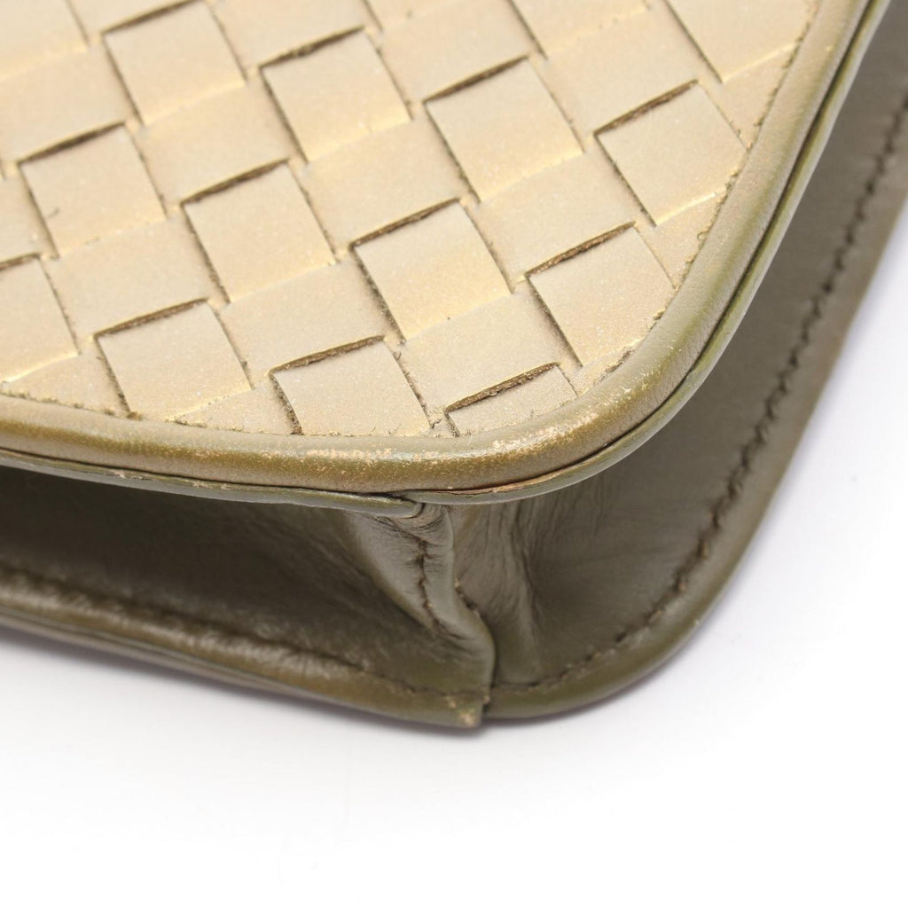 Bottega Veneta Shoulder Bag Intrecha to Gold Khaki Leather — view 9