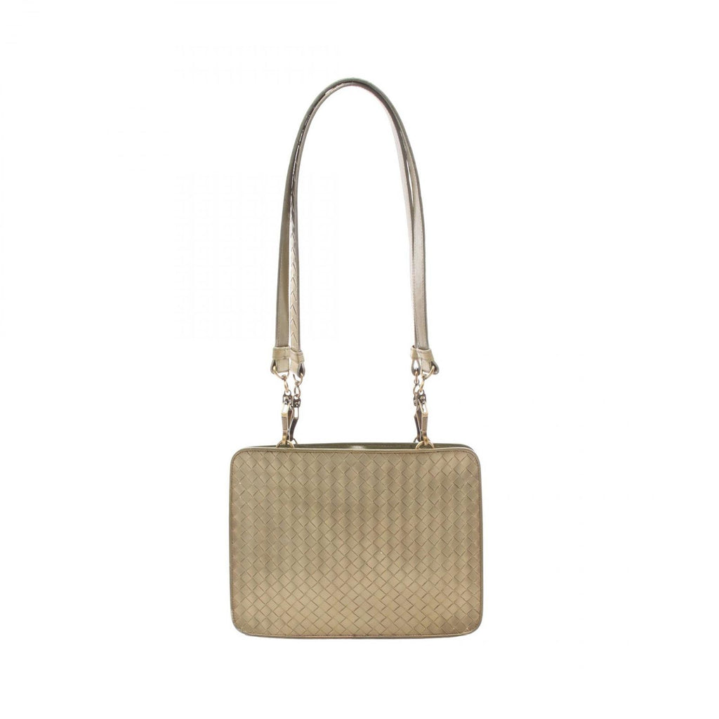 Bottega Veneta Shoulder Bag Intrecha to Gold Khaki Leather