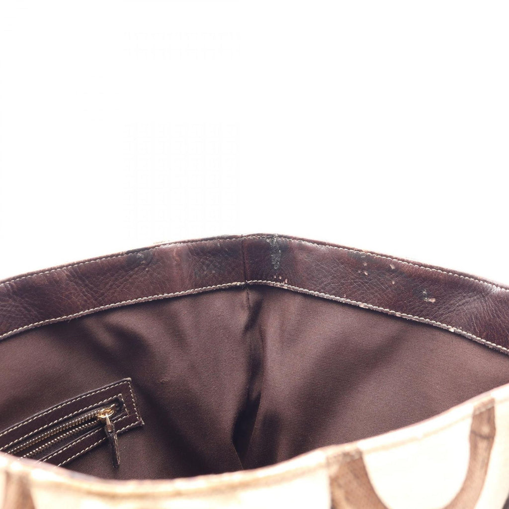 Gucci Tote Bamboo Horsebit Ivory Brown Canvas Leather — view 6