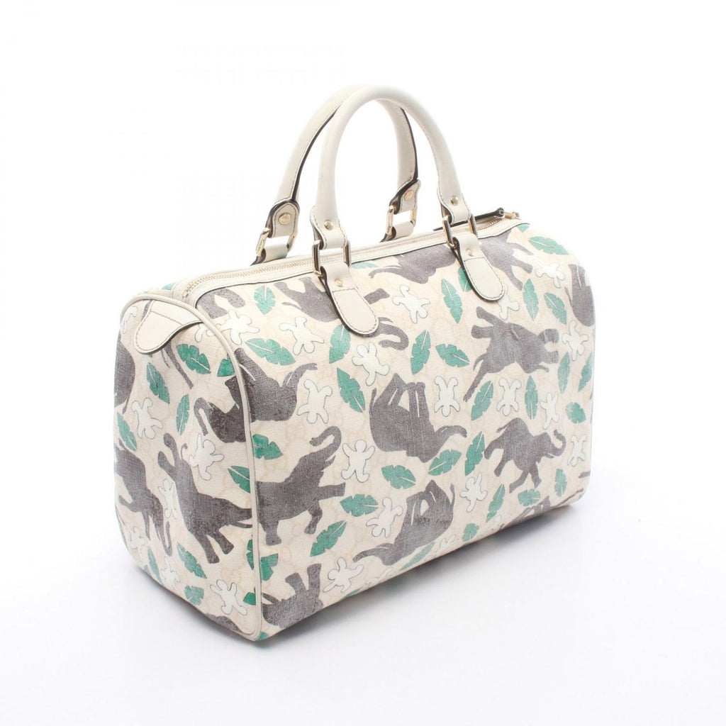 Gucci Tote for Unicef GG Supreme Elephant White Canvas Leather Mini Boston — view 2