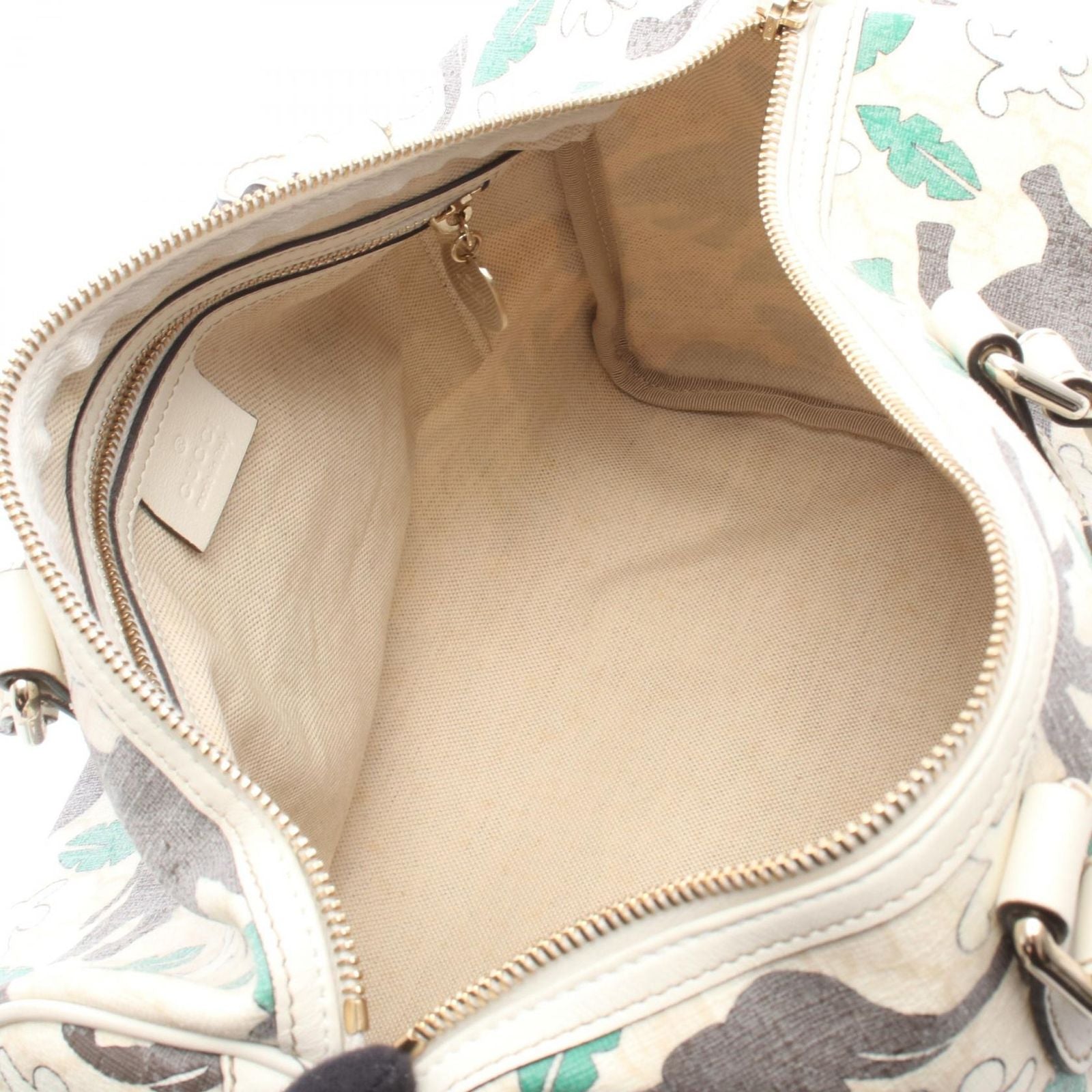 Gucci Tote for Unicef GG Supreme Elephant White Canvas Leather Mini Boston — view 3