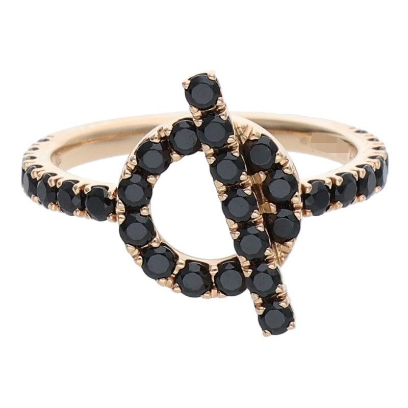 Hermes Finesse 18k Pink Gold Black Spinel Ring