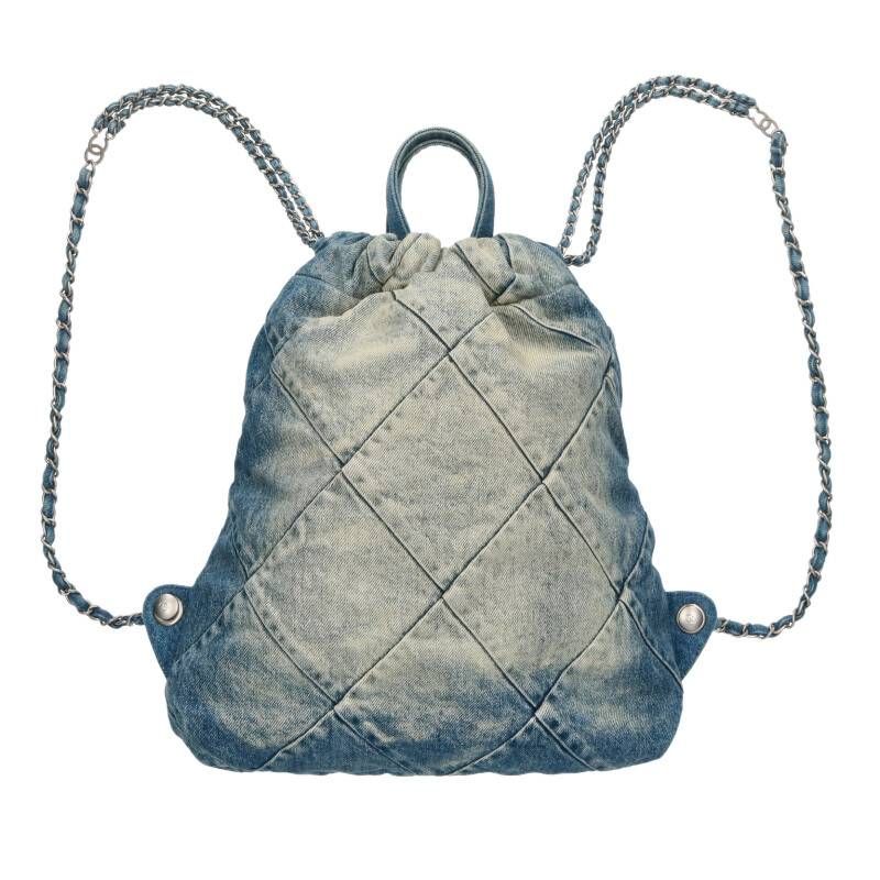 Chanel 22 Denim Chain Backpack — view 2