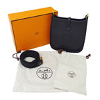 Hermes Shoulder Bag Evelyne TPM Taurillon Clemence Black Gold Small — view 8