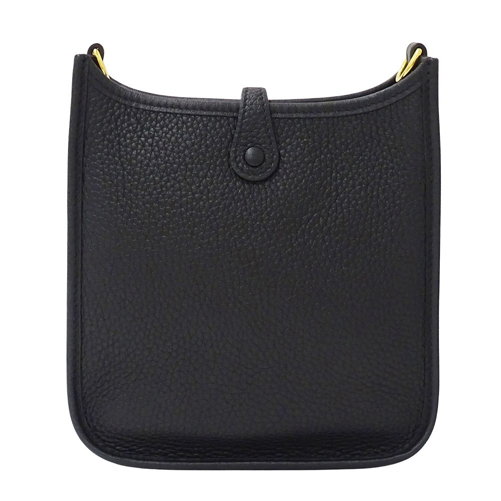 Hermes Shoulder Bag Evelyne TPM Taurillon Clemence Black Gold Small — view 2