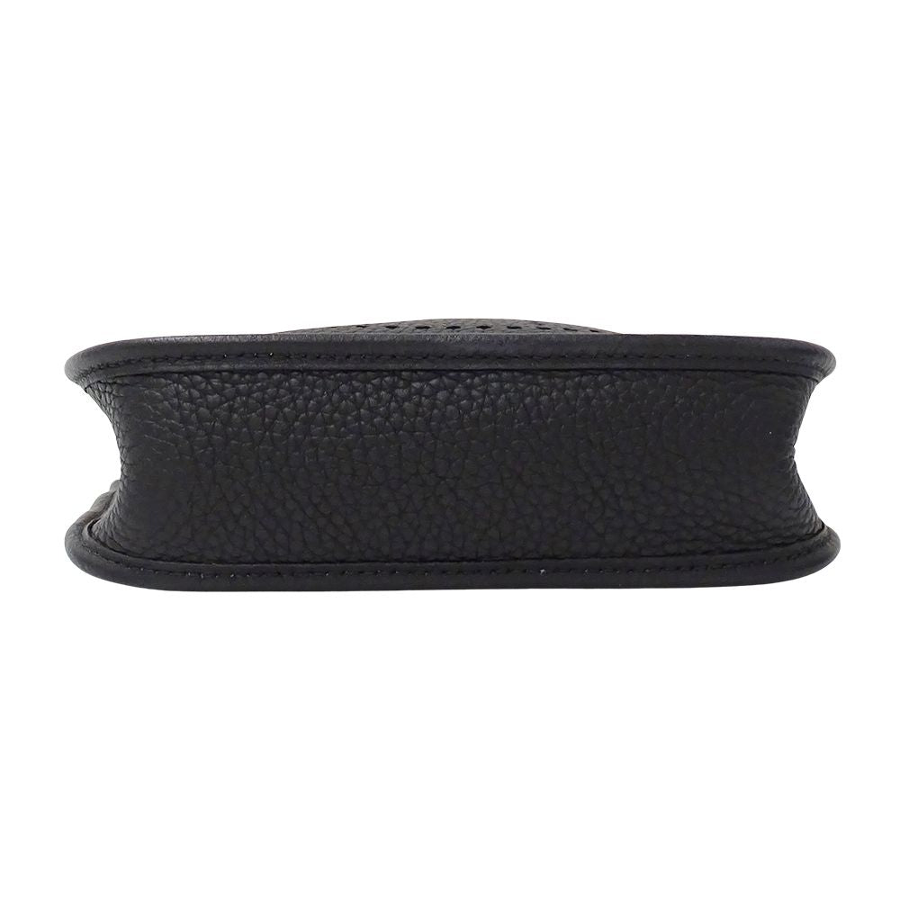 Hermes Shoulder Bag Evelyne TPM Taurillon Clemence Black Gold Small — view 3
