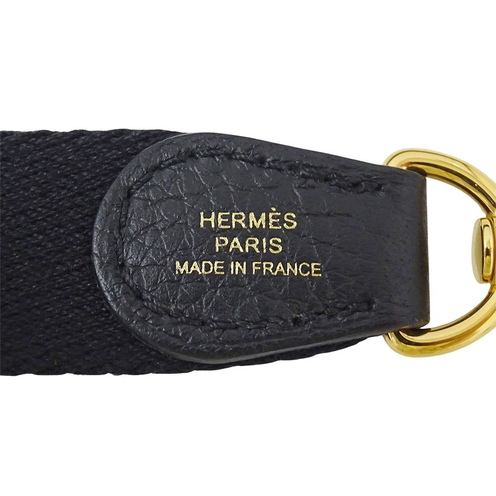 Hermes Shoulder Bag Evelyne TPM Taurillon Clemence Black Gold Small — view 6