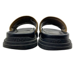 Fendi Diagonal Sandals Beach Slide FF Logo Leather Brown Jacquard 9 — view 4