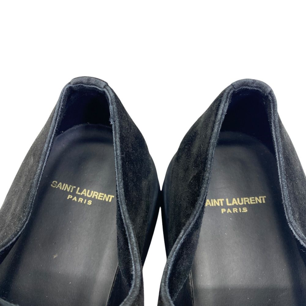 Saint Laurent Teddy Derby Shoes Moccasins Loafers Suede Leather Black — view 8