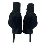 Saint Laurent Short Boots Pointed Toe Back Ribbon Pin Heels Suede Black 39 Mode — view 4