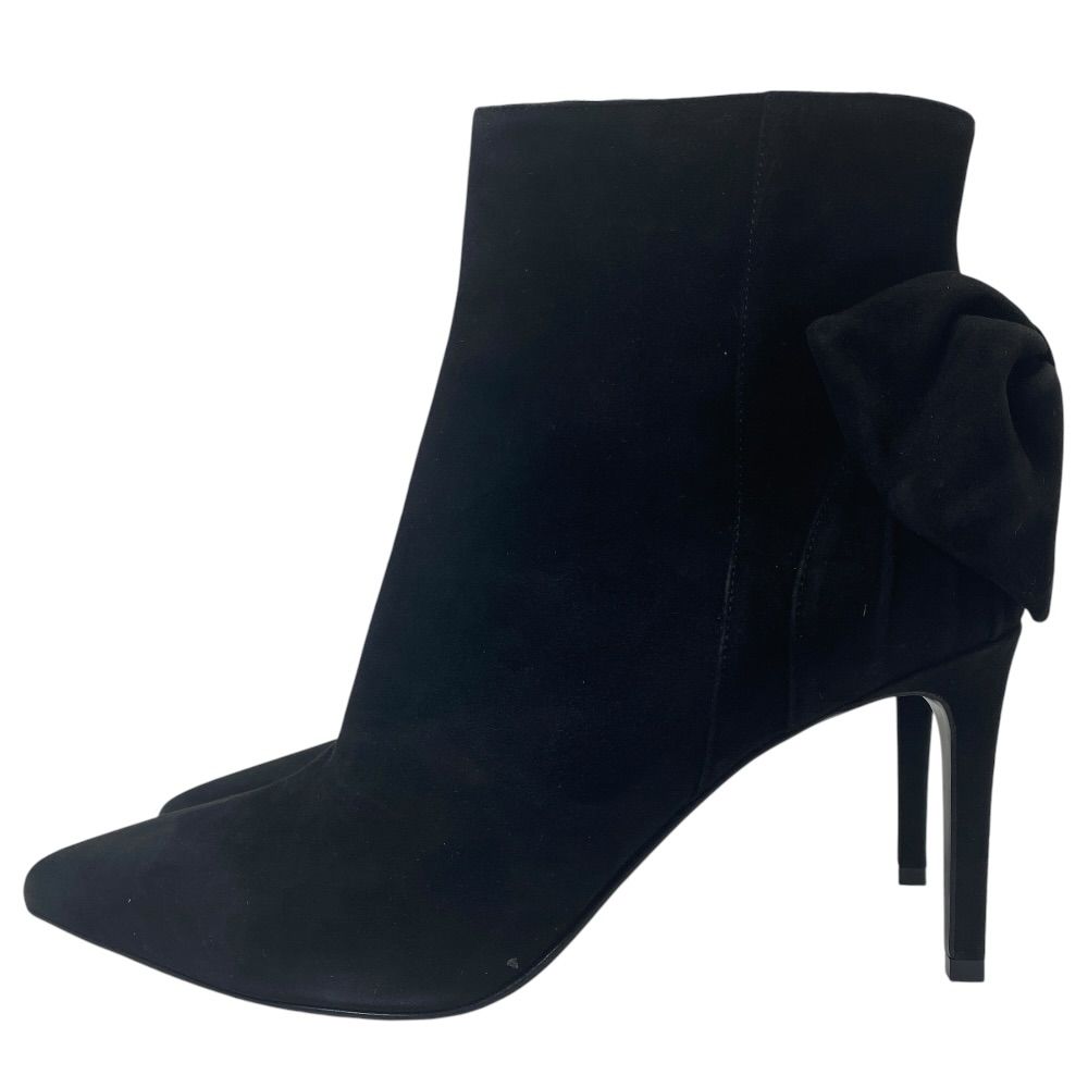 Saint Laurent Short Boots Pointed Toe Back Ribbon Pin Heels Suede Black 39 Mode — view 5