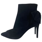 Saint Laurent Short Boots Pointed Toe Back Ribbon Pin Heels Suede Black 39 Mode — view 5