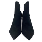 Saint Laurent Short Boots Pointed Toe Back Ribbon Pin Heels Suede Black 39 Mode — view 2