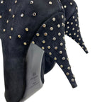 Saint Laurent Short Boots Pointed Toe Studs Suede Black — view 9