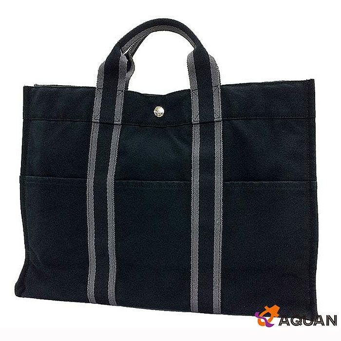 Hermes Fourre Tout MM Tote Canvas Black