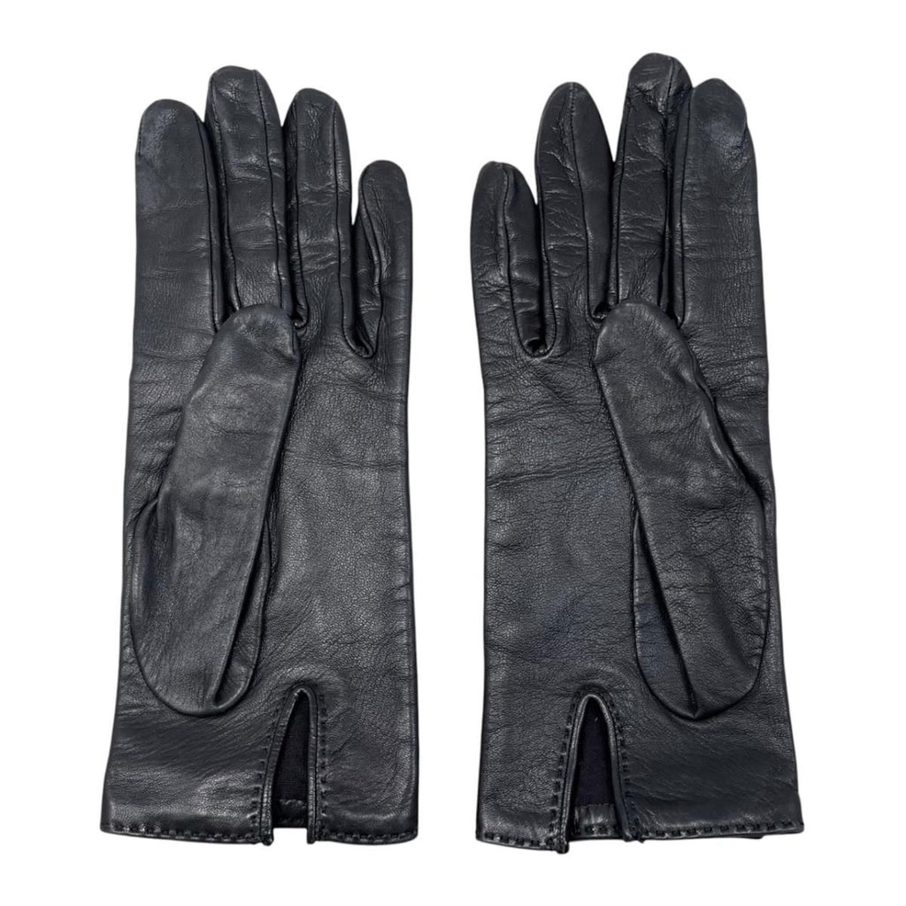 Hermes Gloves Kelly Cadena 7 Sizes Leather Black Silver — view 2