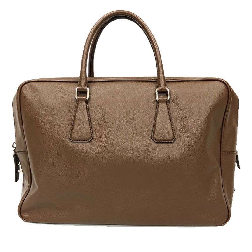 Prada Leather Briefcase Business Brown