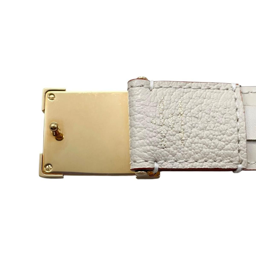 Louis Vuitton Belt Ceinture Pandora Leather Logo Buckle White Beige Gold — view 4