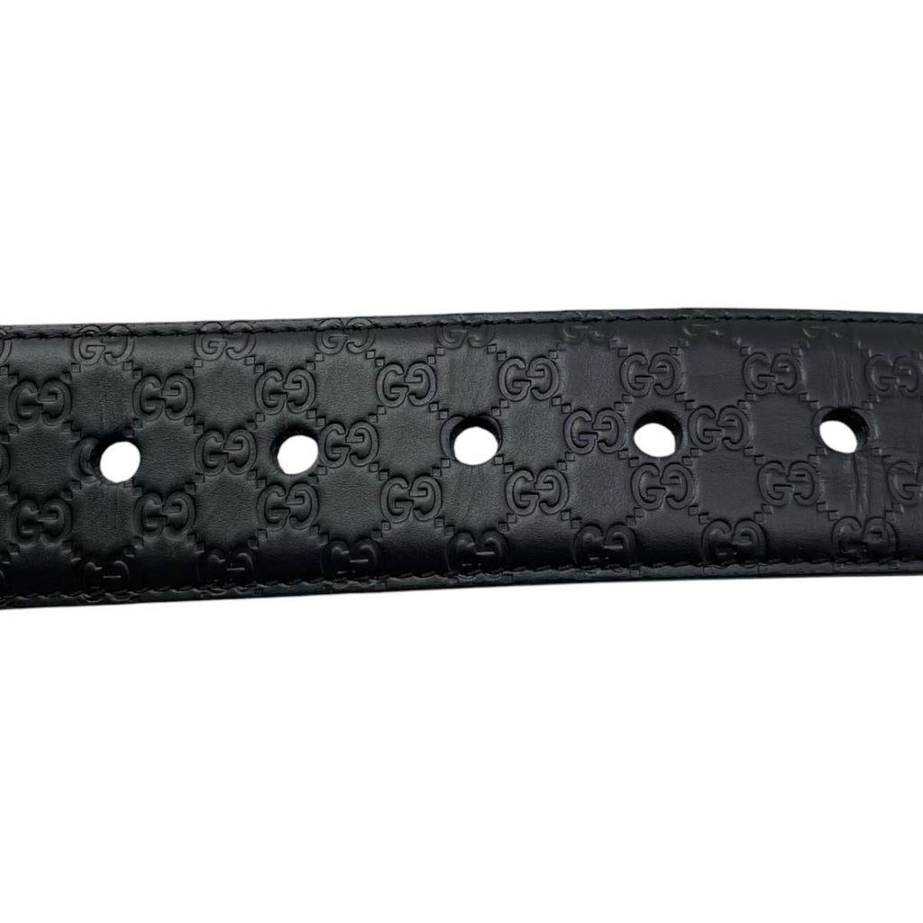 Gucci Belt Micro Guccissima Leather Logo Black Silver — view 6
