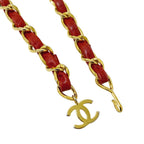 Chanel Belt Chain Leather Red Gold CC Logo — view 3