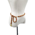 Chanel Belt Chain Leather Red Gold CC Logo — view 7