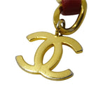 Chanel Belt Chain Leather Red Gold CC Logo — view 6