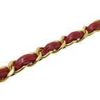 Chanel Belt Chain Leather Red Gold CC Logo — view 9
